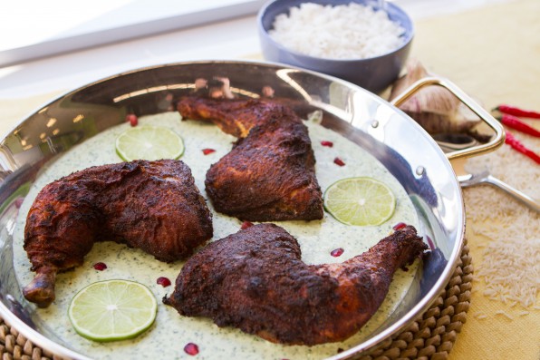 Baked Tandoori Chicken Legs with Coconut Chutney