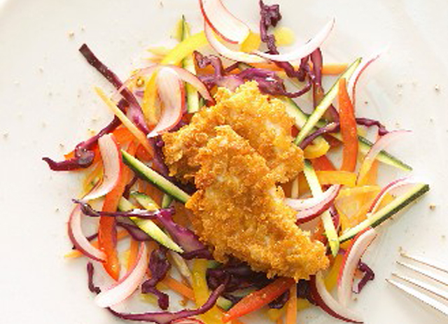 Chicken Cutlets with Crunchy Coleslaw