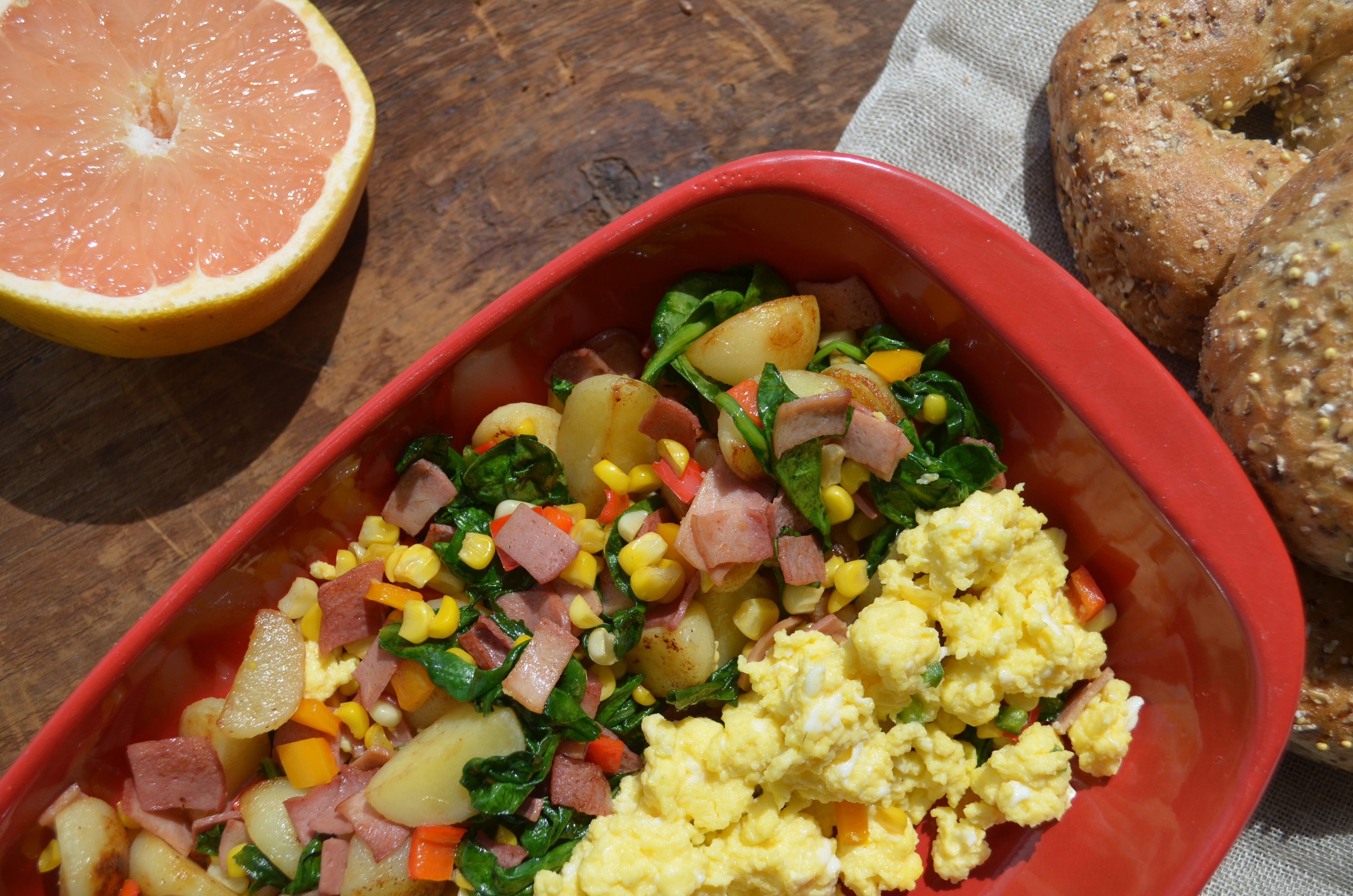 Potato, Spinach & Grilled Chicken Strip Hash