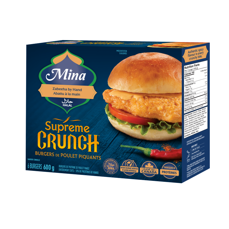 Burgers de poulet piquants halal Supreme Crunch